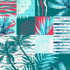 Tapeta: Akwarela tropikalnych lato bez szwu.