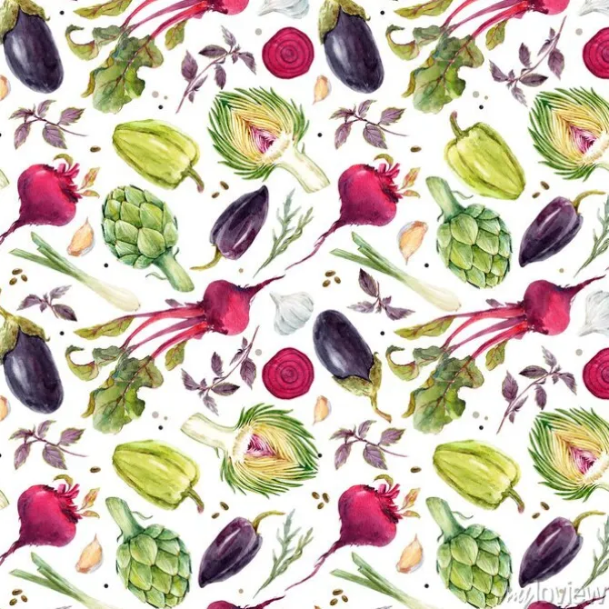 Tapeta: Akwarela warzywo wzór