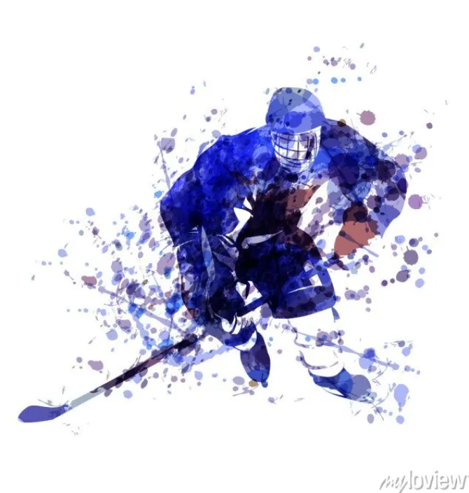 Tapeta: Akwarelowa sylwetka hokeisty