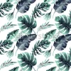 Tapeta: Akwarelowe egzotyczne liście w odcieniach zielonego