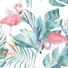 Tapeta: Akwarelowe flamingi i tropikalne liście