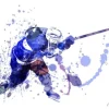Tapeta: Akwarelowy hokeista odbijający krążek