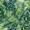 Tapeta: Akwarelowy wzór z zielonymi tropikalnymi liśćmi monstery i palmy