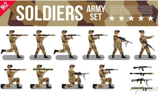 Tapeta: Armia wojskowa żołnierze ustaw w desert digital camouflage. nowoczesne