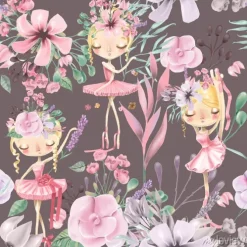 Tapeta: Bajkowe baletnice wśród różowych kwiatów