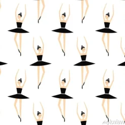 Tapeta: Balerina w czarnej spódniczce baletnicy bezszwowym wzorze na
