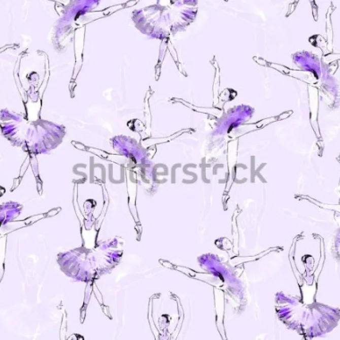 Tapeta: Baleriny fioletowe tło. wzór tancerzy baletowych, czarny i srebrny
