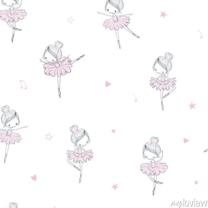 Tapeta: Baletnice i serduszka dla dzieci