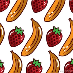 Tapeta: Banan truskawkowy owoc wzór obrazu wektor ilustracja projektu