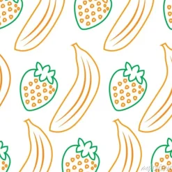 Tapeta: Banan truskawkowy owoc wzór obrazu wektor ilustracja projektu