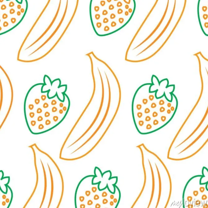 Tapeta: Banan truskawkowy owoc wzór obrazu wektor ilustracja projektu