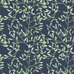 Tapeta: Beautiful seamless pattern with watercolor mistletoe plant leaves.