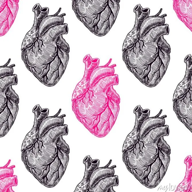 Tapeta: Bez szwu czarne i różowe serca