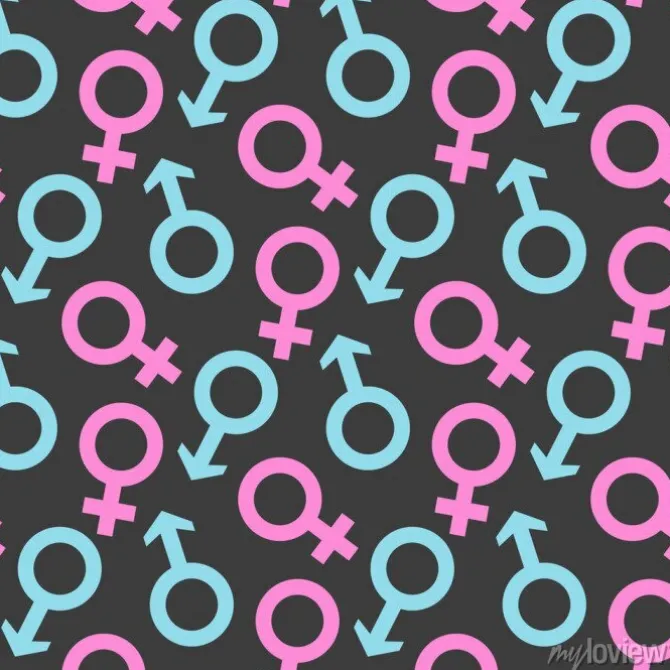 Tapeta: Bez szwu deseń ikonę płci męskiej i żeńskiej.