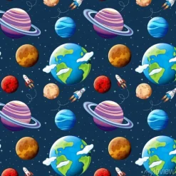 Tapeta: Bez szwu deseń planet i przestrzeni