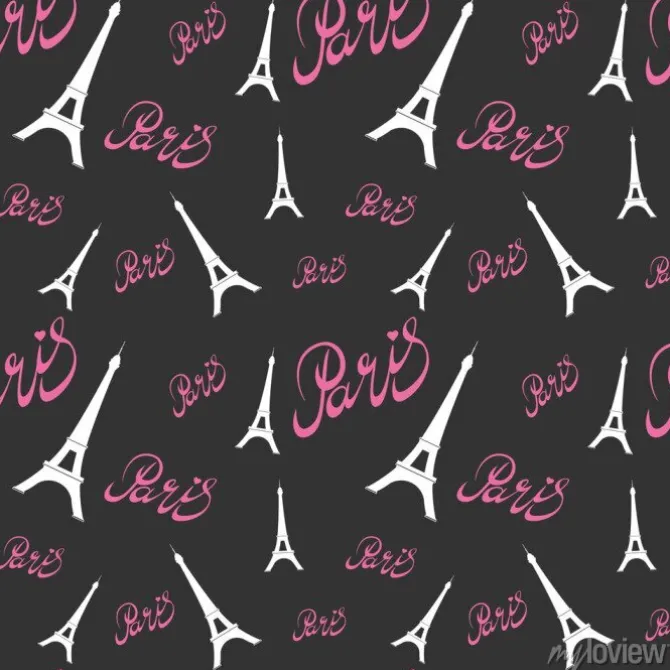Tapeta: Bez szwu deseń wieża eiffla z rysunkami hearts.hand.