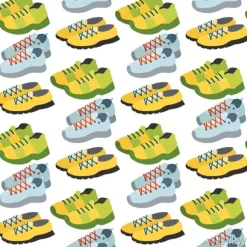 Tapeta: Bez szwu deseń z butów tenisówka kolor płaskim tle odzież ilustracji