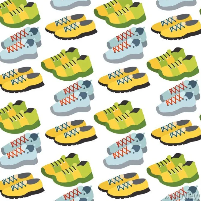 Tapeta: Bez szwu deseń z butów tenisówka kolor płaskim tle odzież ilustracji