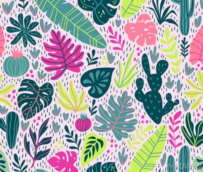 Tapeta: Bez szwu deseń z dzikich tropikalnych lasów tropikalnych. tropic