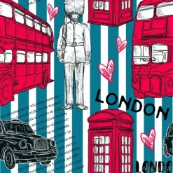 Tapeta: Bez szwu deseń z landmark londyński symbole na paski tle. vintage