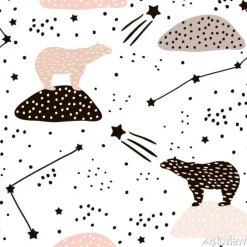 Tapeta: Bez szwu deseń z niedźwiedzia polarnego silhouette i konstelacji.