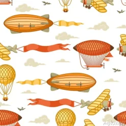 Tapeta: Bez szwu deseń z retro transportu lotniczego. vintage airship