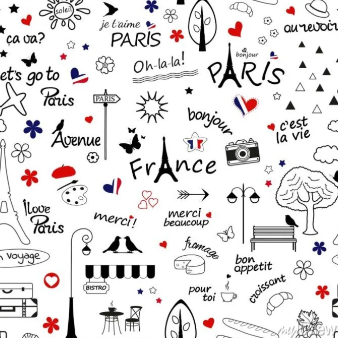 Tapeta: Bez szwu deseń z symbolami francji