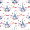 Tapeta: Bez szwu deseń z wieży eiffla i ozdoby na białym tle.