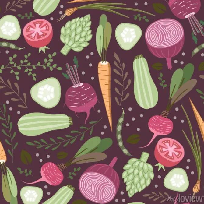 Tapeta: Bez szwu deseń zdrowych warzyw