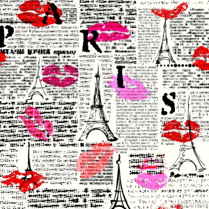 Tapeta: Bez szwu tła deseń. imitacja gazety z halftone słowo paryża.