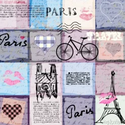 Tapeta: Bez szwu tła deseń. retro kolażu notatnika paryż.