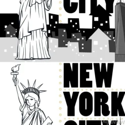 Tapeta: Bez szwu tła z budynków i posągu nowego jorku