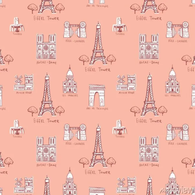 Tapeta: Bez szwu tła z symbolami paryża