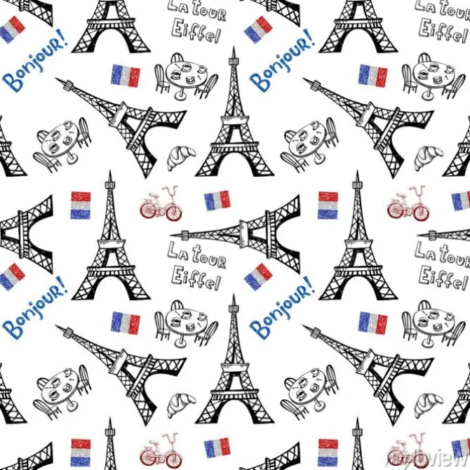 Tapeta: Bez szwu tła z symbolami paryża