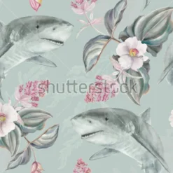 Tapeta: Bezszwowa ręka obrazkowy kwiecisty wzór z różowym medinilla magnifica