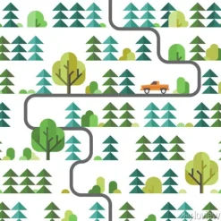 Tapeta: Bezszwowe tło - las. leśna droga. podróż samochodem przez las