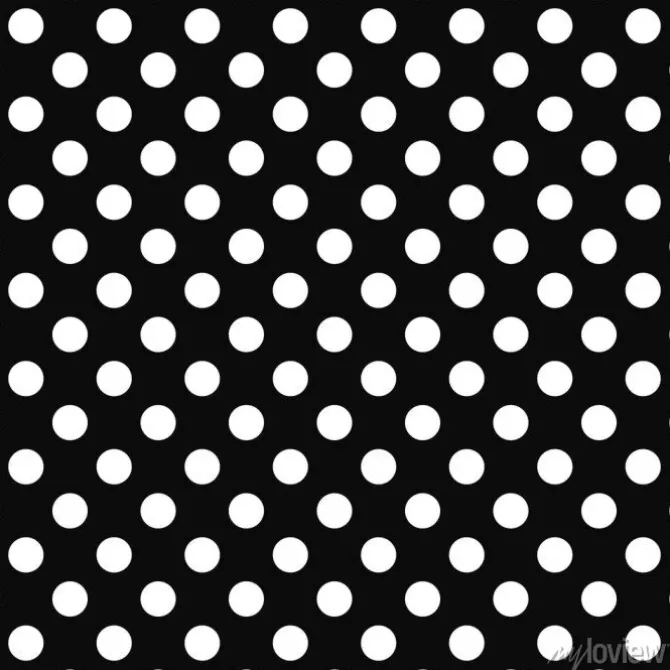 Tapeta: Bezszwowe tło retro z białymi kropkami na czarnym tle.