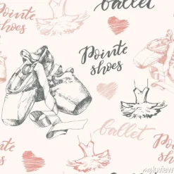 Tapeta: Bezszwowe tło z ręcznie rysowane baletki pointes buty