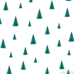 Tapeta: Bezszwowe wzór lasu akwarela. zieleni drzewa na białym tle. streszczenie