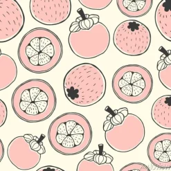 Tapeta: Bezszwowe wzór przyrody z szkicem jagód. tło wektor różowy z