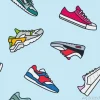 Tapeta: Bezszwowe wzór sneaker shoe minimalistyczny kolor flat line outline