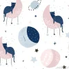 Tapeta: Bezszwowy dziecięcy wzór z kotami na księżycach i gwiaździstym