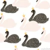 Tapeta: Bezszwowy dziecinny wzór z czarno-białą księżniczką swan. kreatywne