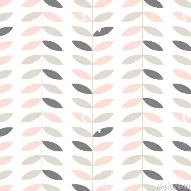 Tapeta: Bezszwowy kwiecisty wzór z textured gałązkami i liśćmi w retro