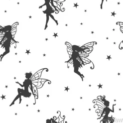 Tapeta: Bezszwowy magiczny wzór z wróżkami i gwiazdami.