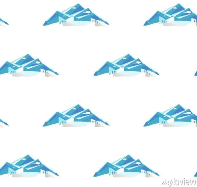 Tapeta: Bezszwowy tło z pasiastą jaskrawą górą i wzgórzami w śniegu,