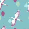 Tapeta: Bezszwowy wzór z bocianem i balonami