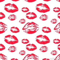 Tapeta: Bezszwowy wzór z czerwonymi wargami na białym tle. ilustracja
