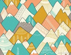 Tapeta: Bezszwowy wzór z górami w scandinavian stylu. dekoracyjne tło