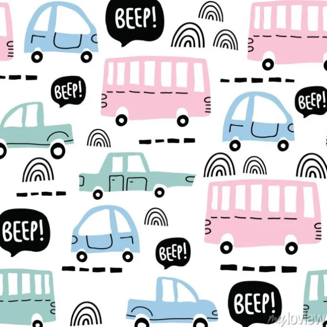 Tapeta: Bezszwowy wzór z ślicznymi samochodami